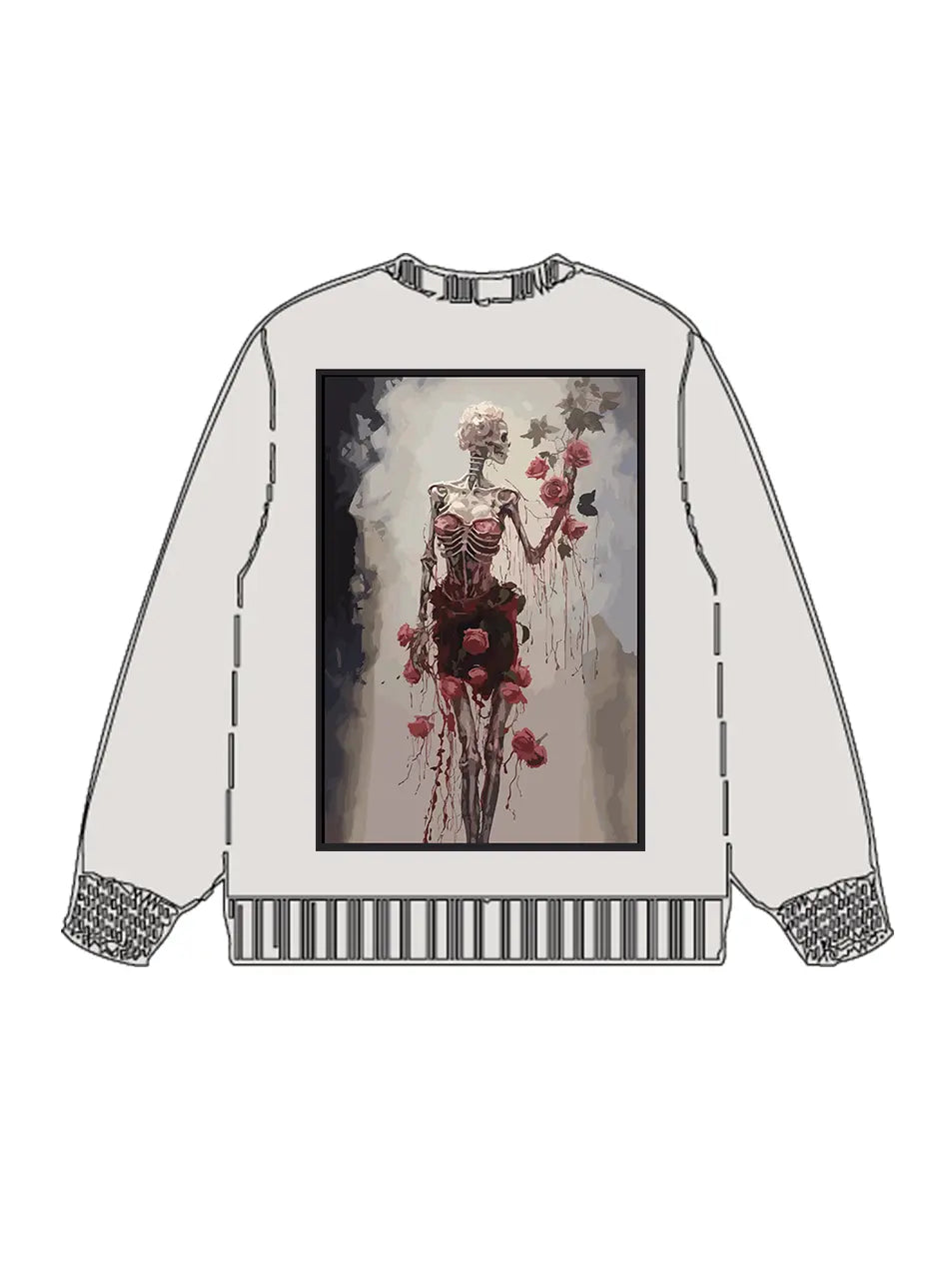350g Cotton Heart Rose Printed Wash Old Sweatshirt for Valentine's Day Emma Bridess