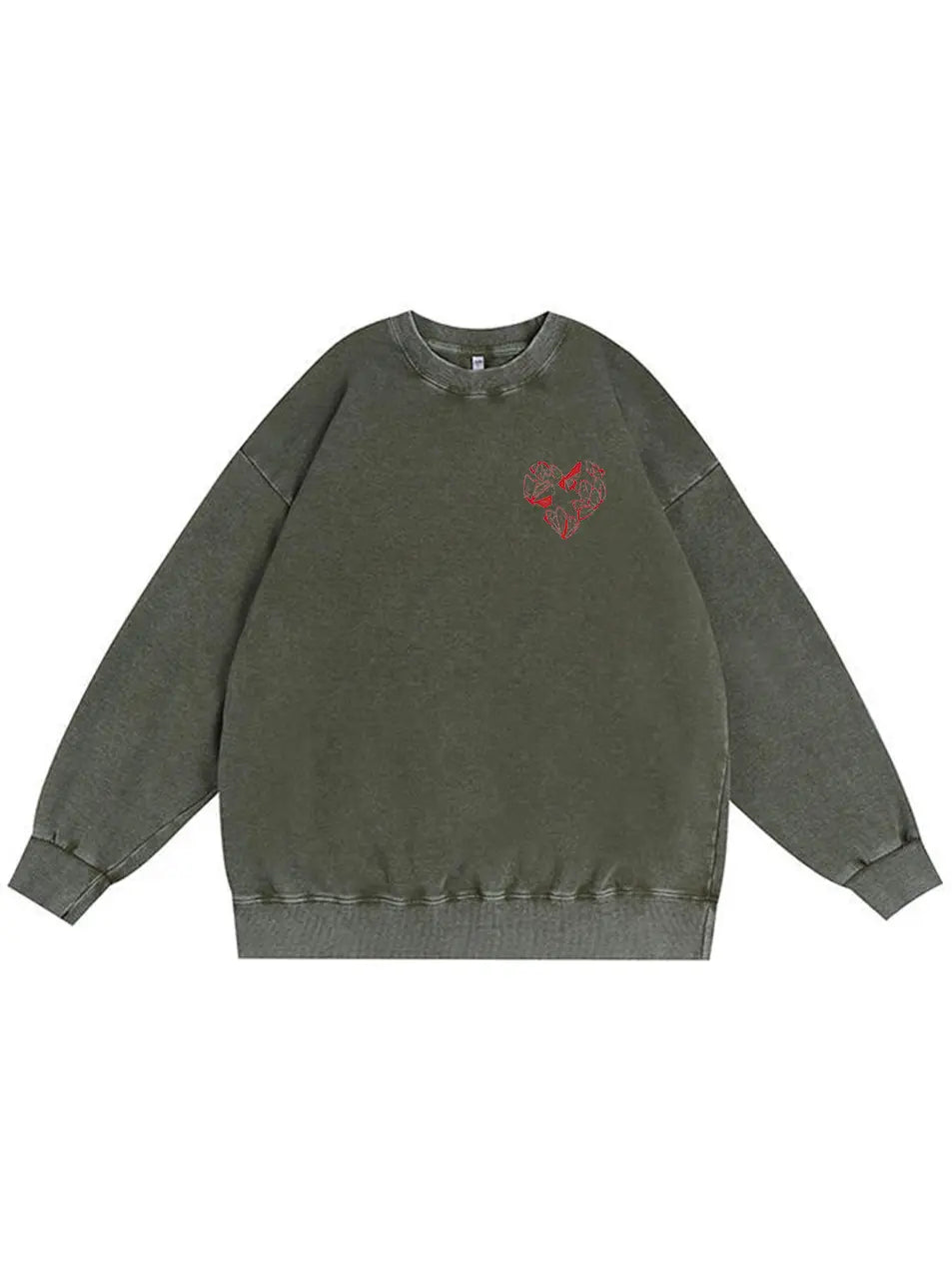 350g Cotton Heart Rose Printed Wash Old Sweatshirt for Valentine's Day Emma Bridess