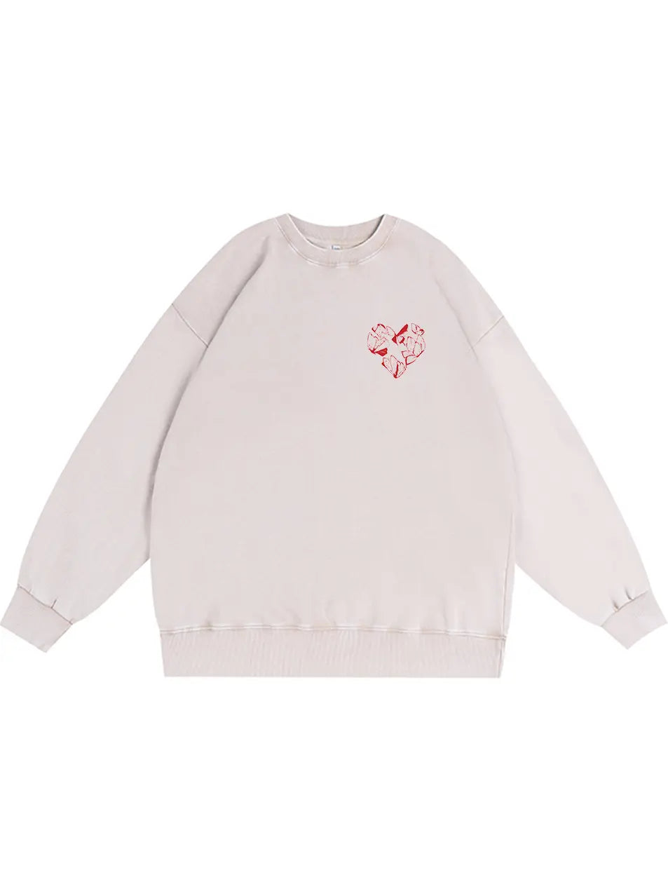 350g Cotton Heart Rose Printed Wash Old Sweatshirt for Valentine's Day Emma Bridess