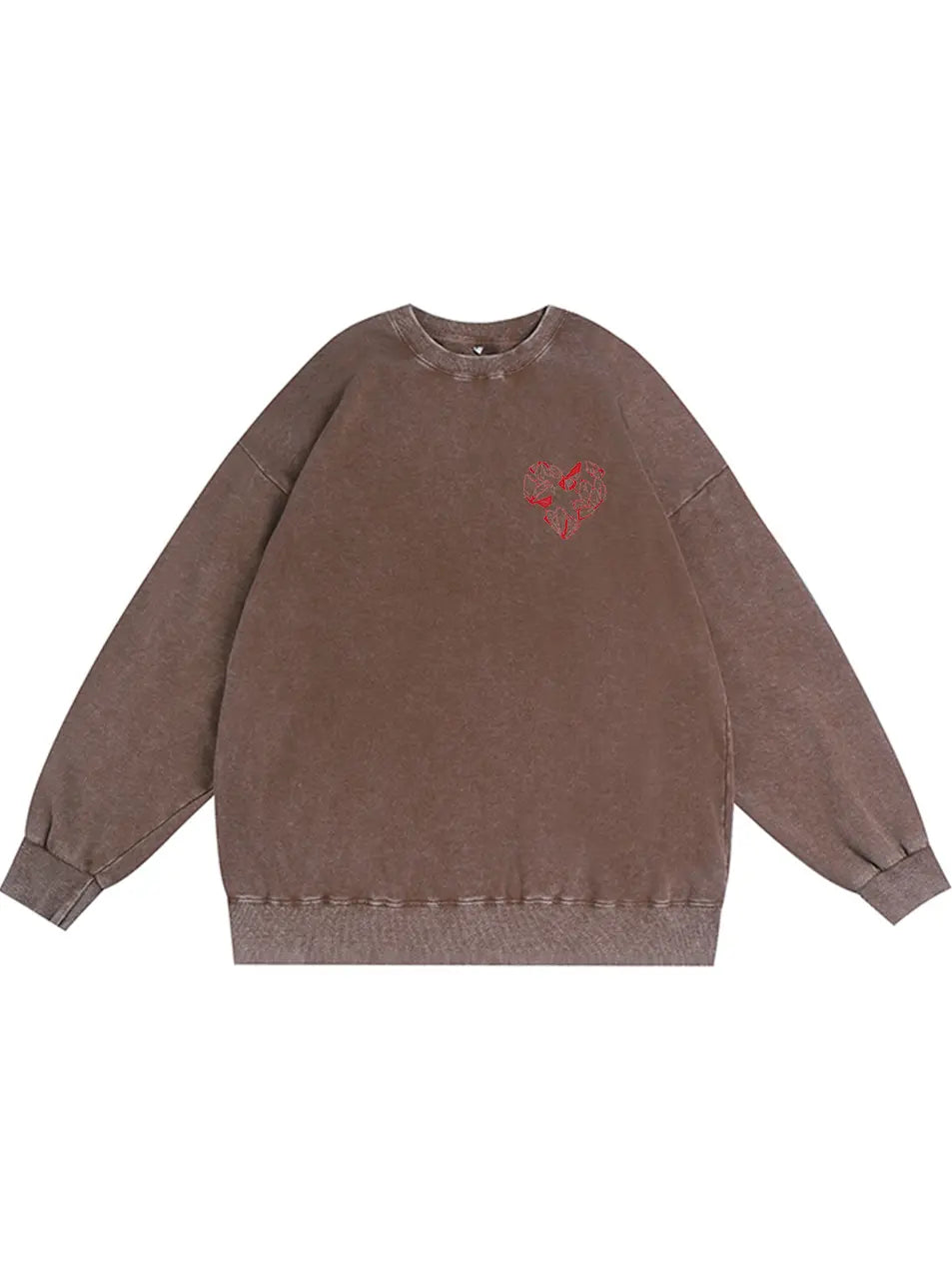 350g Cotton Heart Rose Printed Wash Old Sweatshirt for Valentine's Day Emma Bridess