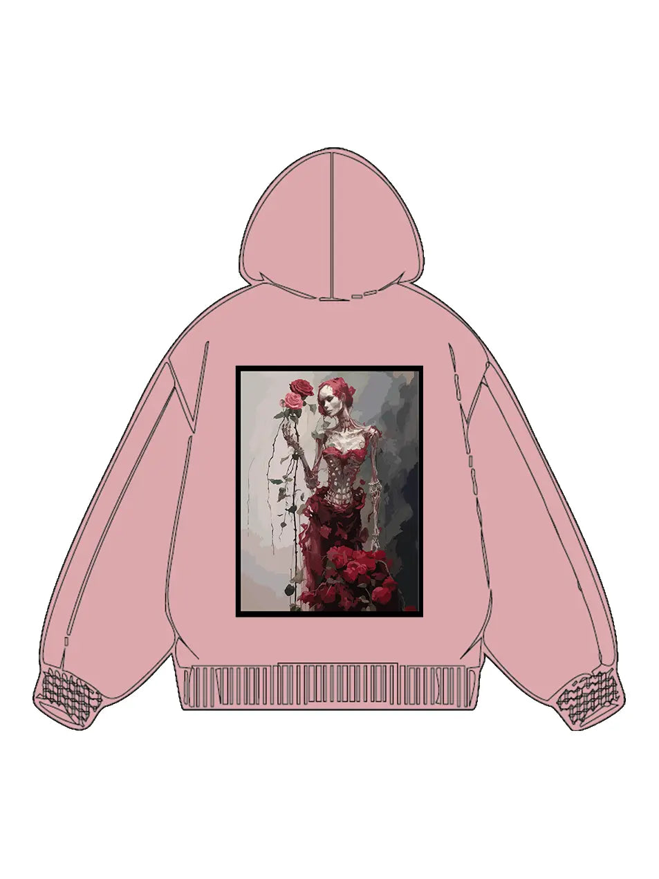 320g Cotton Heart Rose Printed Hoodie for Valentine's Day Emma Bridess