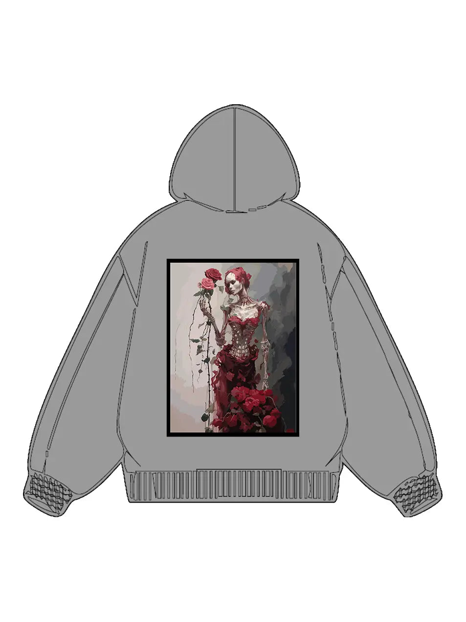 320g Cotton Heart Rose Printed Hoodie for Valentine's Day Emma Bridess