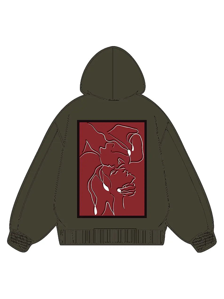 360g Cotton Red Back Printed Wash Old Hoodie for Valentine's Day Emma Bridess