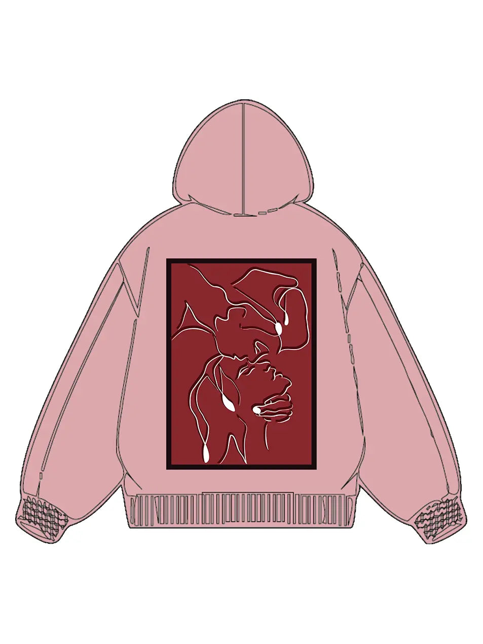 320g Cotton Red Back Printed Hoodie for Valentine's Day Emma Bridess