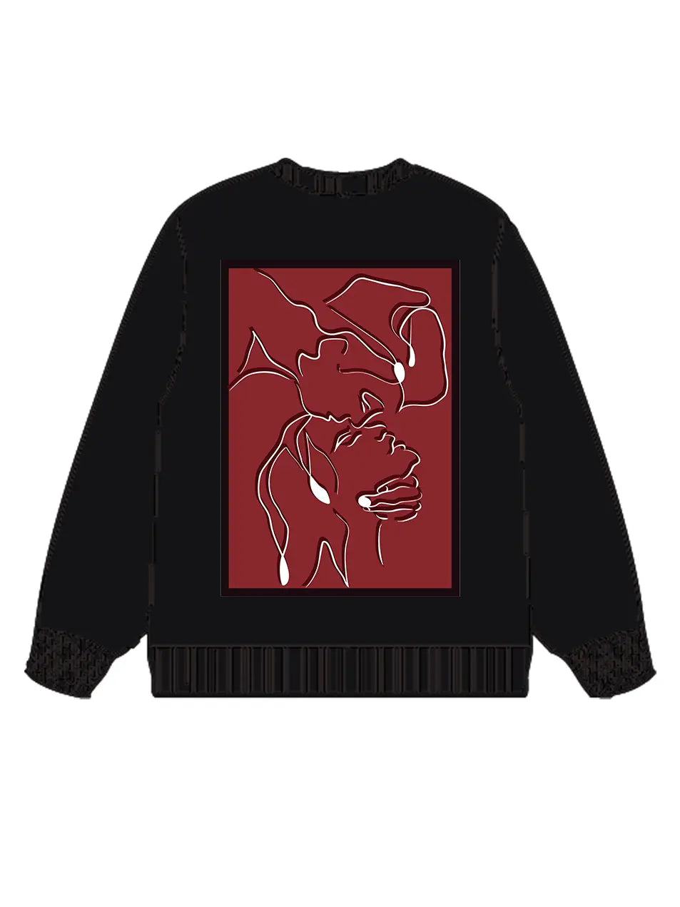 350g Cotton Red Back Printed Wash Old Sweatshirt for Valentine's Day Emma Bridess