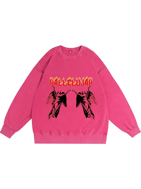 350g Cotton Hallow God Printed Wash Old Sweatshirt for Easter Emma Bridess