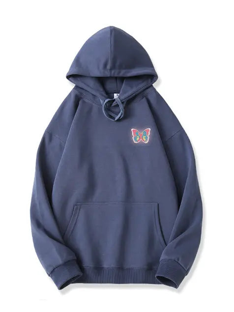 320g Back Colorful Butterfly Printed Cotton Hoodie Emma Bridess