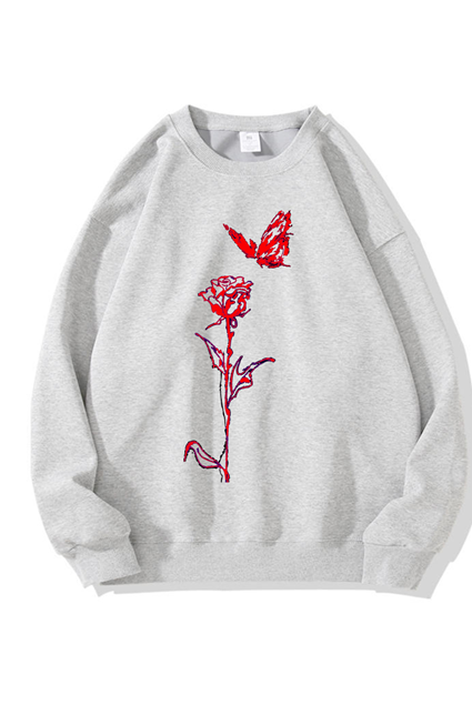 320g Rose Butterfly Printed Cotton Sweatshirt Emma Bridess