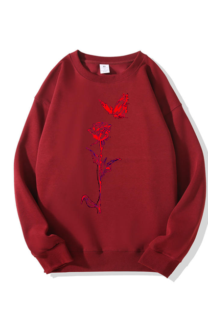 320g Rose Butterfly Printed Cotton Sweatshirt Emma Bridess
