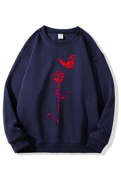 320g Rose Butterfly Printed Cotton Sweatshirt Emma Bridess
