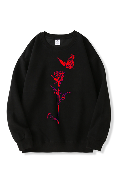 320g Rose Butterfly Printed Cotton Sweatshirt Emma Bridess