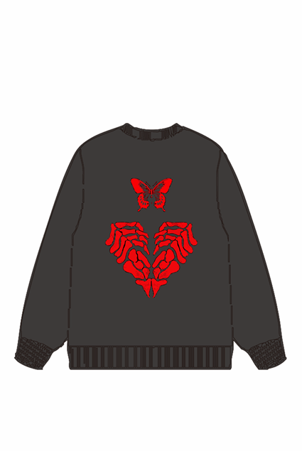 320g Rose Butterfly Printed Cotton Sweatshirt Emma Bridess