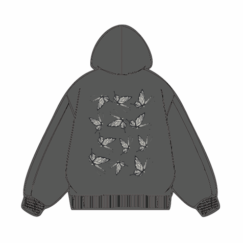 320g Back Butterfly Printed Cotton Hoodie Emma Bridess