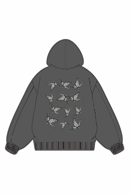 320g Back Butterfly Printed Cotton Hoodie Emma Bridess