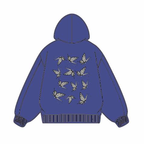 320g Back Butterfly Printed Cotton Hoodie Emma Bridess