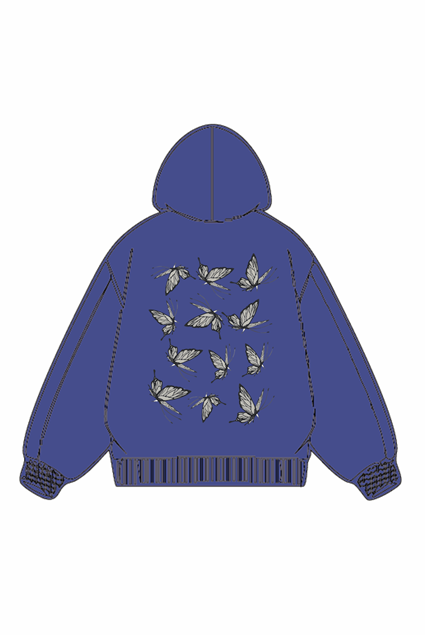 320g Back Butterfly Printed Cotton Hoodie Emma Bridess