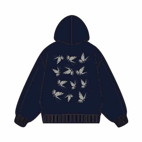 320g Back Butterfly Printed Cotton Hoodie Emma Bridess