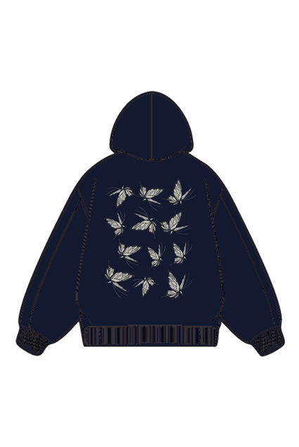 320g Back Butterfly Printed Cotton Hoodie Emma Bridess
