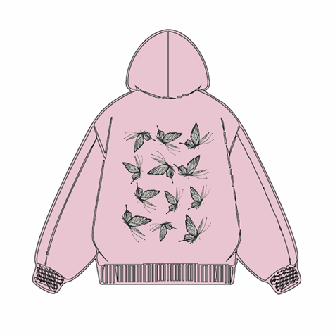 320g Back Butterfly Printed Cotton Hoodie Emma Bridess