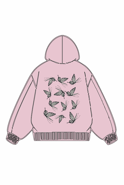 320g Back Butterfly Printed Cotton Hoodie Emma Bridess