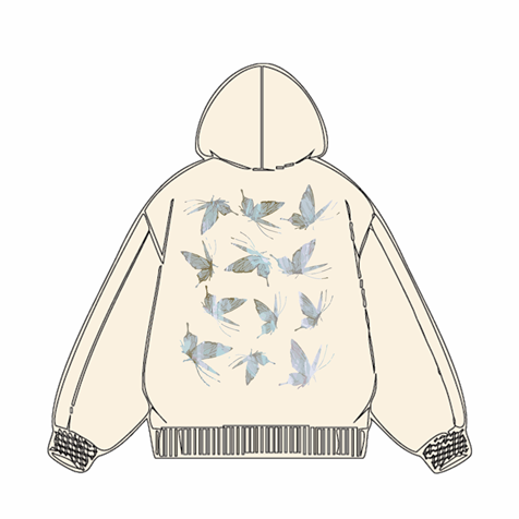 320g Green Back Butterflies Printed Cotton Hoodie Emma Bridess