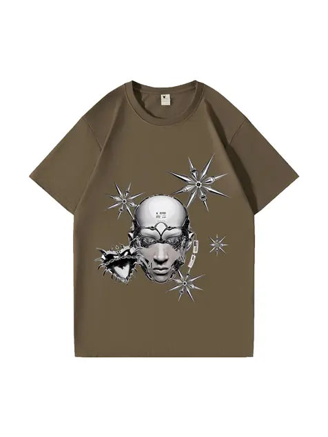 270g Cotton Cyberpunk Interstellar Liquid Metal Wash Old T-shirt Emma Bridess