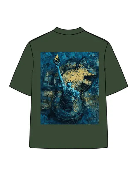 270g Cotton Statue of Liberty Interstellar Wash Old T-shirt Emma Bridess