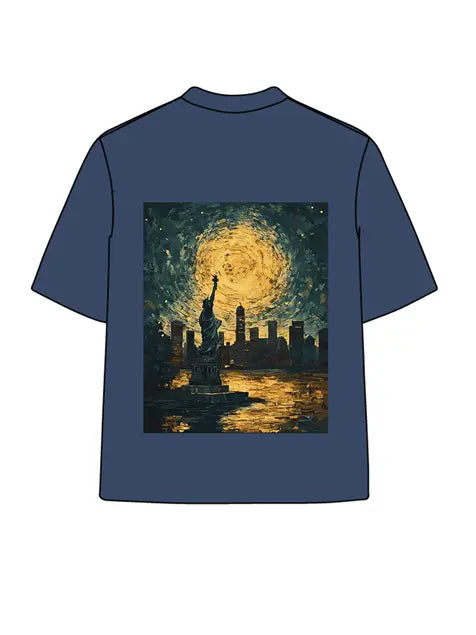 270g Cotton Star Night Liberty Island Wash Old T-shirt Emma Bridess