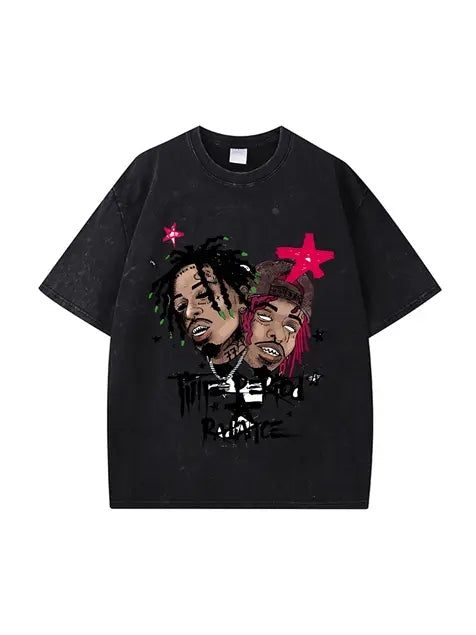 270g Cotton Cartoon Hip-hop Rap God Wash T-shirt Emma Bridess