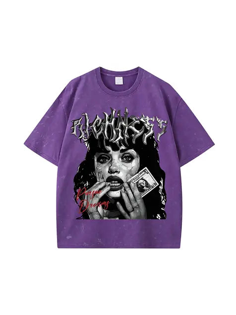 270g Cotton Dark Vintage Dollar Beauty Wash Old T-shirt Emma Bridess