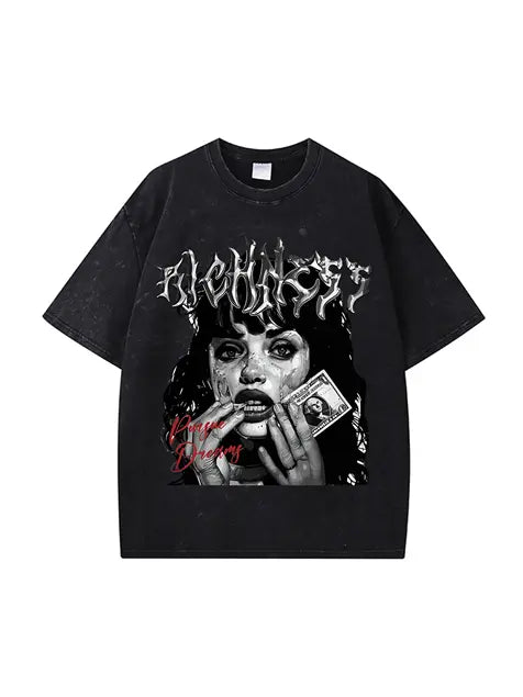 270g Cotton Dark Vintage Dollar Beauty Wash Old T-shirt Emma Bridess