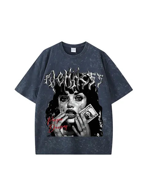 270g Cotton Dark Vintage Dollar Beauty Wash Old T-shirt Emma Bridess