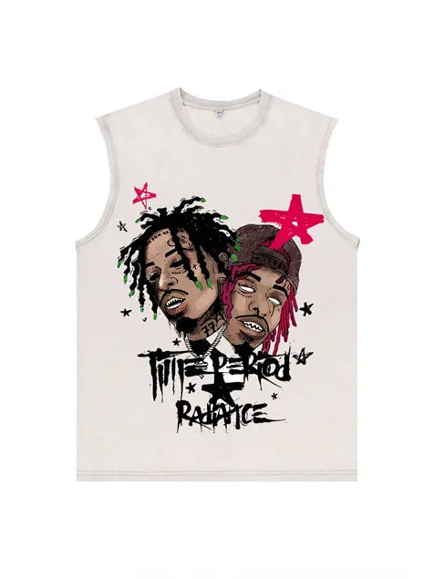 230g Cotton Hip-hop Rap God Wash Old Sleeveless T-shirt Emma Bridess