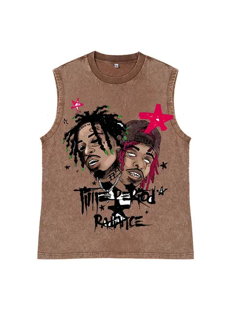 230g Cotton Hip-hop Rap God Wash Old Sleeveless T-shirt Emma Bridess