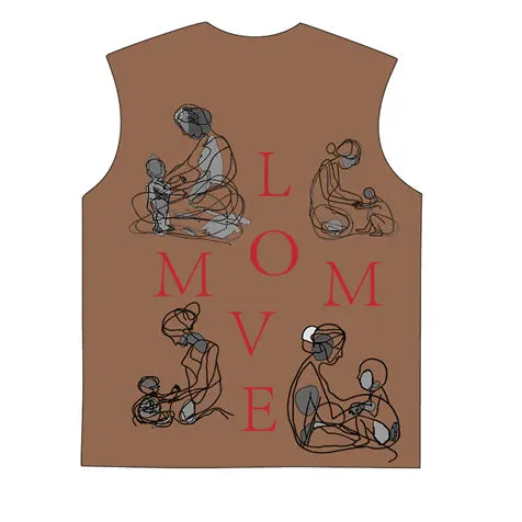 230g Cotton Love Mom Back Printed Wash Old Sleeveless T-shirt for Mom Emma Bridess