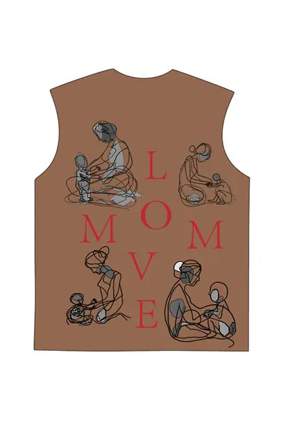 230g Cotton Love Mom Back Printed Wash Old Sleeveless T-shirt for Mom Emma Bridess