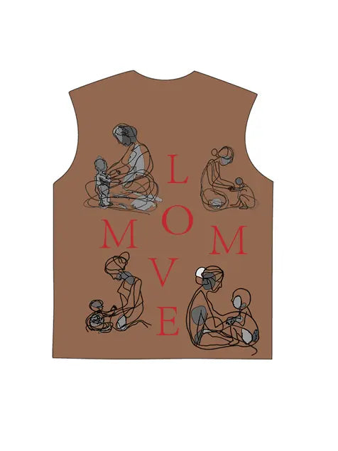 230g Cotton Love Mom Back Printed Wash Old Sleeveless T-shirt for Mom Emma Bridess