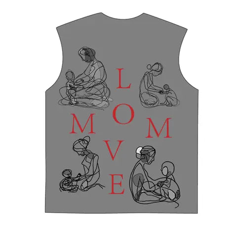 230g Cotton Love Mom Back Printed Wash Old Sleeveless T-shirt for Mom Emma Bridess