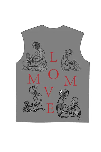 230g Cotton Love Mom Back Printed Wash Old Sleeveless T-shirt for Mom Emma Bridess