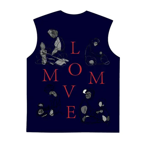 230g Cotton Love Mom Back Printed Wash Old Sleeveless T-shirt for Mom Emma Bridess