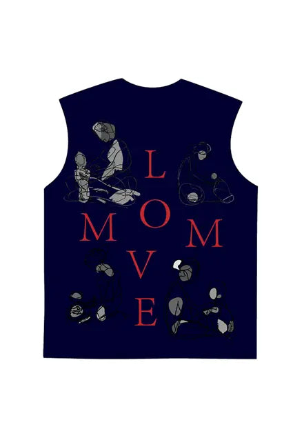230g Cotton Love Mom Back Printed Wash Old Sleeveless T-shirt for Mom Emma Bridess