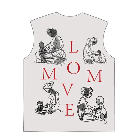 230g Cotton Love Mom Back Printed Wash Old Sleeveless T-shirt for Mom Emma Bridess