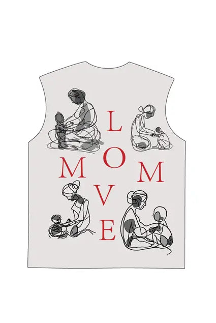 230g Cotton Love Mom Back Printed Wash Old Sleeveless T-shirt for Mom Emma Bridess