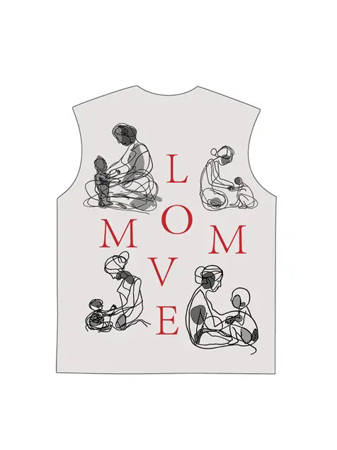 230g Cotton Love Mom Back Printed Wash Old Sleeveless T-shirt for Mom Emma Bridess