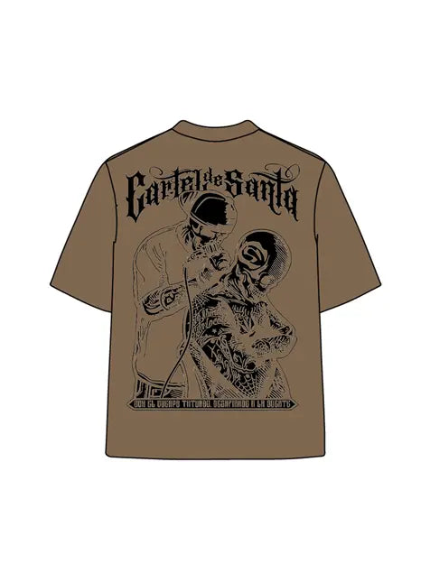 270g Bone Santa Printed Wash Old Cotton T-shirt Emma Bridess