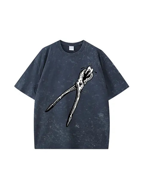 270g Bone Santa Printed Wash Old Cotton T-shirt Emma Bridess