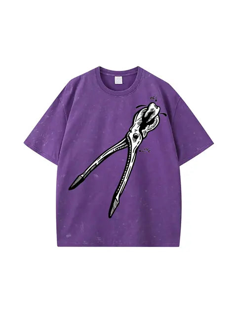 270g Bone Back Santa Printed Cotton Printed Wash Old T-shirt Emma Bridess