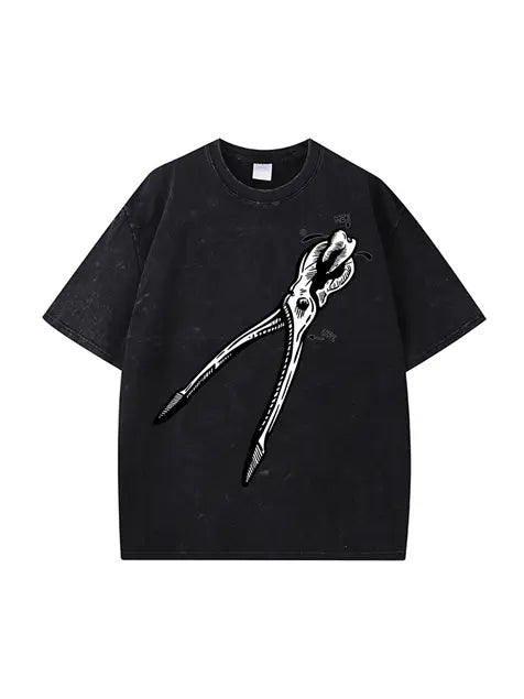 270g Bone Back Santa Printed Cotton Printed Wash Old T-shirt Emma Bridess