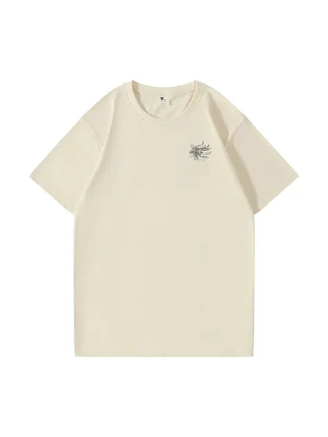 270g Back Skull Printed Wash Old Cotton T-shirt Emma Bridess