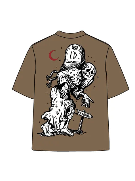 270g Front Logo Back Skull Printed Wash Old Cotton T-shirt Emma Bridess